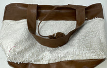 Load image into Gallery viewer, Kokivi Womens Brown White Inner Pocket Fringe Double Handle Tote Handbag
