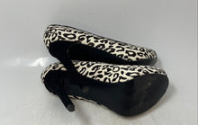 Load image into Gallery viewer, Guess Womens Black White Animal Print Peep-Toe Stiletto Pump Heels Size 6.5M
