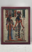 Load image into Gallery viewer, El Hagri Egyptian Papyrus Framed Art Painting Goddess Isis With Queen Nefertari
