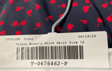 Load image into Gallery viewer, Talbots Womens Blue Red Printed Side Zip Elastic Waist A-Line Skirt Size 16
