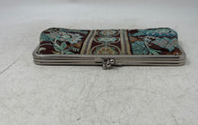 Load image into Gallery viewer, Vera Bradley Womens Brown Blue Floral Print Framed Kisslock Small Clutch Bag
