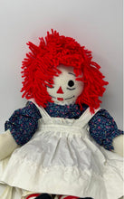 Load image into Gallery viewer, Aurora Red Yarn Hair Decorative Raggedy Ann Cloth Doll With Blue Floral Outfit
