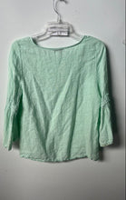 Load image into Gallery viewer, Francesca Bettini Womens Green Eyelet Trim Bell Sleeve Blouse Top Size Small
