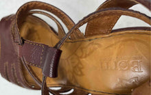 Load image into Gallery viewer, Born Womens Brown Leather Adjustable Strap Wedge Heel Strappy Sandals Size 9

