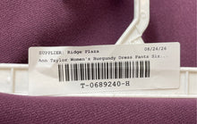 Load image into Gallery viewer, Ann Taylor Womens Burgundy Flat Front Pockets Wide-Leg Dress Pants Size 12

