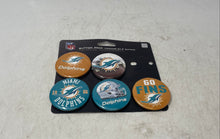 Load image into Gallery viewer, WinCraft Sports NFL Miami Dolphin Team Fans Collectible Button Pins Pack 5 Pcs
