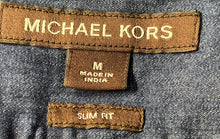 Load image into Gallery viewer, Michael Kors Womens Blue Short Sleeve Slim Fit Collared Button-Up Shirt Size M
