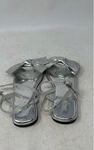 Load image into Gallery viewer, Zara Girls Silver-Tone Bow Open Toe Ankle Strap Sandals Size EUR 35
