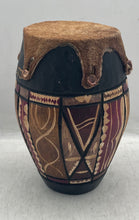 Load image into Gallery viewer, Carved Wooden African Tribal Drum Maputo Souvenir Fur Hide Top With Handle
