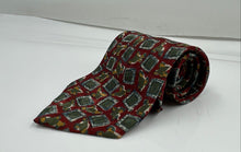 Load image into Gallery viewer, Christian Dior Mens Red Green Geometric Printed Keeper Loop Pointed Tie
