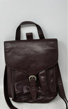 Load image into Gallery viewer, Colin Stuart Womens Brown Leather Buckle Back Zipper Adjustable Strap Backpack
