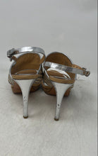 Load image into Gallery viewer, Coach Womens Steffi Brown Silver-Tone Woven Stiletto Slingback Heels Size 8B
