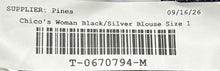 Load image into Gallery viewer, Travelers Collection By Chico's Womens Black Silver Cardigan Sweater Sz 1 W/Tags
