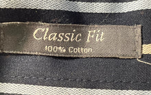 Load image into Gallery viewer, Perry Ellis Portfolio Mens Black Striped Classic Fit Dress Shirt Size 16 32/33
