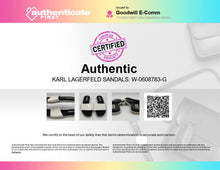 Load image into Gallery viewer, Authentic Karl Lagerfeld Womens Billi White Black Flat Slide Sandals Size 8M
