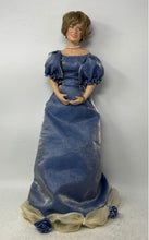 Load image into Gallery viewer, Blue Evening Gown Pearl Necklace Short Brown Hair Collectible Porcelain Doll
