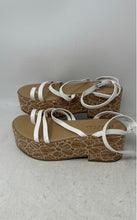 Load image into Gallery viewer, Wild Pair Womens Dottye White Brown Leather Wedge Heel Platform Sandals Size 8.5
