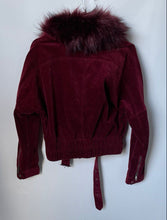 Load image into Gallery viewer, Coalition LA Womens Burgundy Long Sleeve Belted Motorcycle Jacket Size Medium
