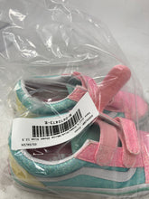 Load image into Gallery viewer, Vans Girls Old Skool Green Pink White Hook And Loop Sneaker Shoes Size 12.5
