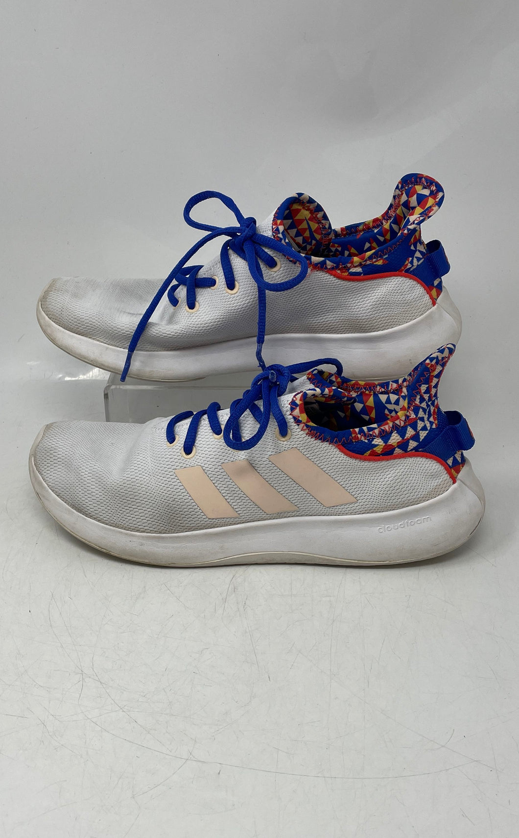 Adidas Womens Cloudfoam Pure SPW White Royal Blue Orange Sneaker Shoes Size 8.5