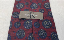 Load image into Gallery viewer, Calvin Klein Mens Burgundy Swirl Print Silk Keeper Loop Adjustable Pointed Tie
