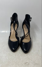 Load image into Gallery viewer, Vince Camuto Womens Black Leather Buckle Block Ankle Strap Heels Size 7

