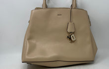 Load image into Gallery viewer, DKNY Womens Paige Beige Leather Outer Pockets Top Double Handles Satchel Bag
