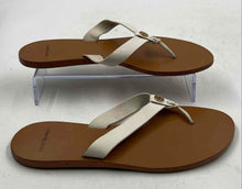 Load image into Gallery viewer, Authentic Tory Burch Womens White Brown Leather Flat Flip-Flop Sandals Size 6.5M
