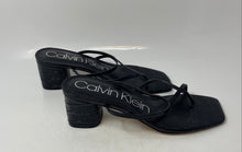Load image into Gallery viewer, Calvin Klein Womens Belma 2 Black Croco-Embossed Block Heel Slide Sandals Sz 9.5
