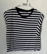 Load image into Gallery viewer, Zara Womens White Black Striped Short Sleeve Crew Neck Pullover T-Shirt Size S
