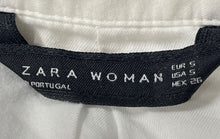 Load image into Gallery viewer, Zara Womens White Long Sleeve Collared Tunic Button-Up Shirt Size Small
