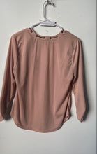 Load image into Gallery viewer, Guess Womens Pink Roll Tab Sleeve Chain V-Neck Button Front Blouse Top Size M
