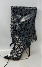 Load image into Gallery viewer, Shane Justin Womens Black And White Summer Knee-High Boots Size 37 With Bag
