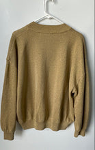 Load image into Gallery viewer, Zara Womens Gold Metallic Knitted Long Sleeve Full-Zip Bomber Jacket Size Small
