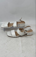 Load image into Gallery viewer, Lauren Blakwell Womens White Square Toe Block Slingback Sandals Size 7M

