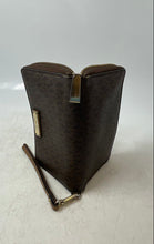 Load image into Gallery viewer, Michael Kors Womens Brown Signature Print Card Holder Zipper Wristlet Wallet
