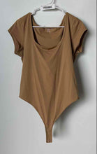 Load image into Gallery viewer, Calvin Klein Womens Brown Square Neck Short Sleeve Bodysuit Blouse Top Size XL
