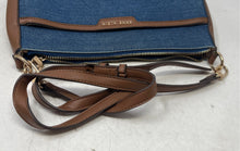 Load image into Gallery viewer, Anne Klein Womens Blue Brown Inner Pockets Zipper Shoulder Crossbody Handbag
