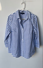 Load image into Gallery viewer, Jones New York Womens Blue And White Striped Long Sleeve Button-Up Shirt Size L
