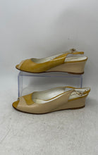 Load image into Gallery viewer, Bruno Magli Womens Beige Yellow Peep Toe Wedge Heel Slingback Sandals Size 9
