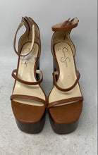 Load image into Gallery viewer, Jessica Simpson Womens Saveria Brown Block Heel Platform Sandals Size 8M
