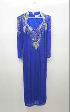 Load image into Gallery viewer, Black Tie Womens Blue Embellished Long Sleeve Back-Zip Maxi Dress Size 14
