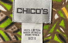 Load image into Gallery viewer, Chico's Womens Multicolor Printed Cotton Short Sleeve V-Neck Blouse Top Size 0
