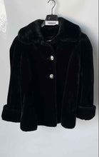 Load image into Gallery viewer, Maria Dionisiou For Olympia Womens Black Faux Fur Trim Coat Size Medium
