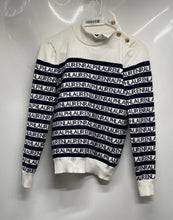 Load image into Gallery viewer, Lauren Ralph Lauren Womens White Blue Striped Mock Neck Pullover Sweater Size XS
