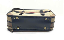 Load image into Gallery viewer, Vintage Oscar De La Renta Tan Black Tweed Extra Compartments Suitcase Luggage
