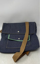 Load image into Gallery viewer, Fossil Womens Blue Brown Striped Adjustable Strap Flap Over Lined Backpack
