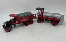 Load image into Gallery viewer, Texaco Collector Series 2 Pcs Mack Tanker &amp; Kenworth Stake Truck Coin Bank Toys
