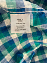Load image into Gallery viewer, Johnston &amp; Murphy Mens Green Blue Plaid Long Sleeve Button-Up Shirt Size M
