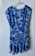 Load image into Gallery viewer, DKNY Womens Blue Abstract Sleeveless Ruched V-Neck Back-Zip Mini Dress Size L
